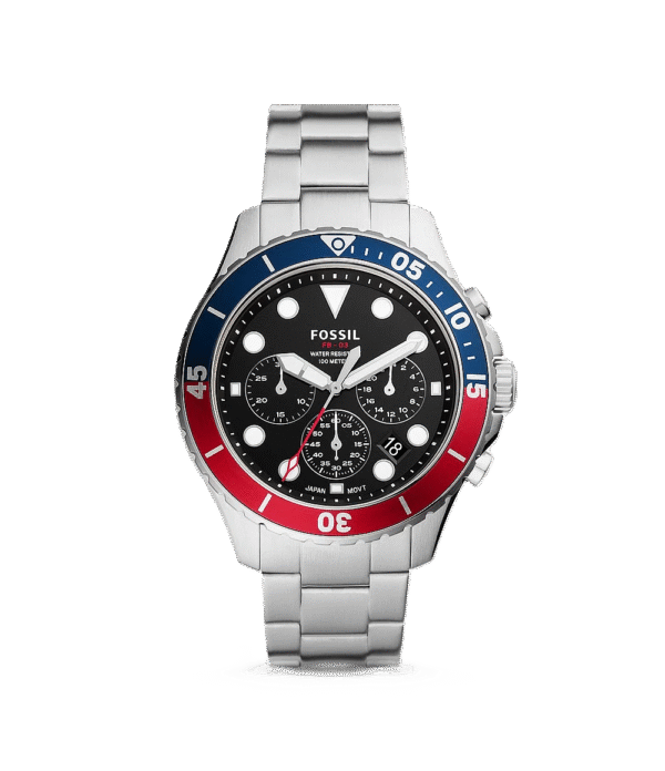 Fossil Fb 03 Silver Red Metal Watch