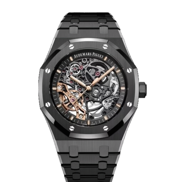 Audemars Piguet Royal Oak Double Balance Wheel Open worked black Skeleton Dial Automatic Mens Watch